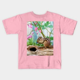 Active chipmunk in a spring time garden Kids T-Shirt